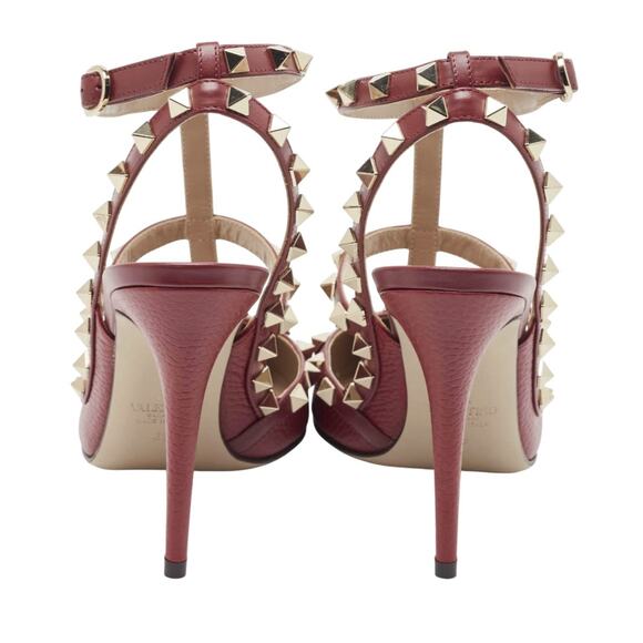 Valentino Garavani NIB Rockstud Red Leather Ankle Strap Caged Heels Pumps 39 - Picture 4 of 9